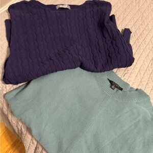 Two women’s Crewneck Sweaters navy and muted teal